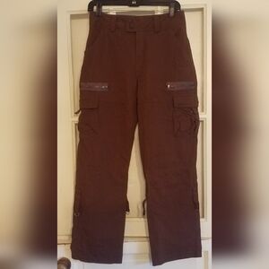 Ladies chocolate Brown wide leg high rise Cargo Pants